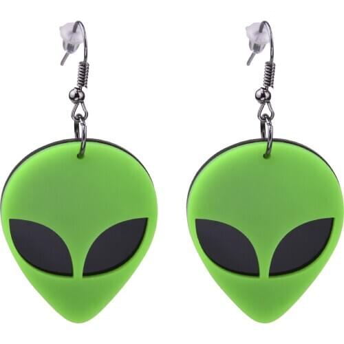 Cartoon Acrylic Alien Vintage Statement Drop Green Earrings High Quality Statement Earrings for Women Aretes De Mujer Modernos