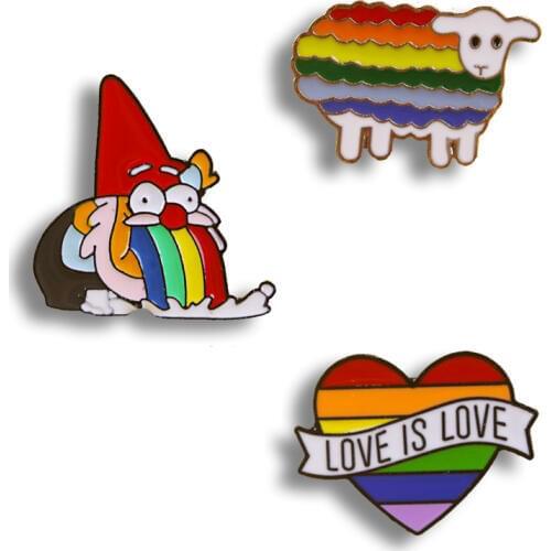 Cartoon Pins Rock Badges On Clothes Badges Rainbow Heart Shaped Badges Gay Lgbt Metal Badges On a Backpack Jeans Shirt Handbag