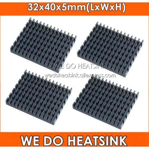 WE DO HEATSINK 32x40x5mm Without or With Thermal Pad Black Slotted Anodized Aluminum Heatsink Cooler Radiator
