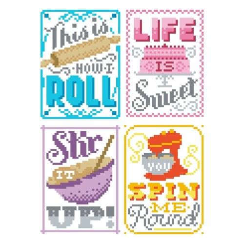 Ice cream cross stitch package cartoon word 18ct 14ct 11ct cloth cotton thread embroidery DIY handmade needlework