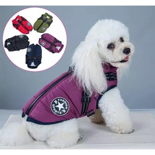 Pet Dog Coat with Straps Waterproof Vest Winter Warm Dog Clothes for Small and Mediumsized Dogs Chihuahua French Bulldog Costume