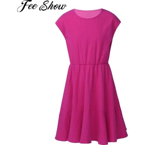 Girls Summer Dresses Cotton Solid Color Sleeveless Ruffle Hem Princess Dress Kids Party Casual Dress For Girls Children Clothing