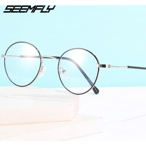Seemfly Finished Myopia Glasses Men Women Metal Round Frame Eyeglasses Student Shortsighted Eyewear -1.0 1.5 2.0 2.5 3.0 To -4.0
