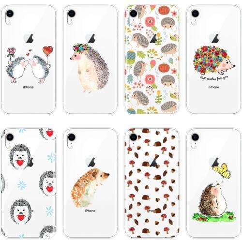 Silicone Phone Case For iPhone X XR XS MAX 8 7 6S 6 S Kawaii Hedgehog Heart Love Cute Soft Back Cover For iPhone 8 7 6S 6 S Plus