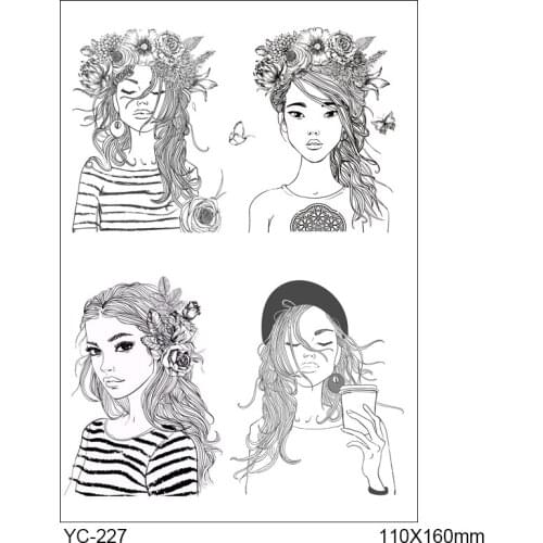 Pretty Cartoon Girls Transparent Clear Stamps For DIY Scrapbooking/Card Making Stamps Fun Decoration Supplies