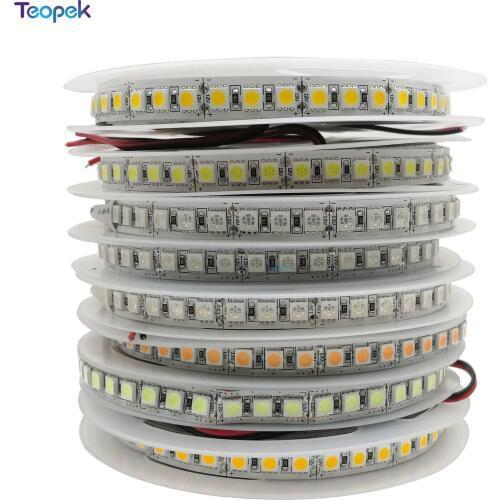 5050 LED Strip 120leds/m Single Row warm white /white /RGB DC12V 5m 600LED IP20 IP65 IP67 Waterproof Flexible LED Light