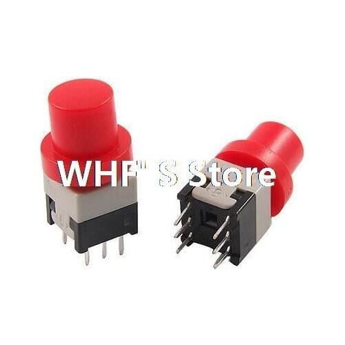 10 Pcs 8.5x8.5x20mm PCB Tactile Tact Push Button Switch Self Lock 6 Pin w Cap
