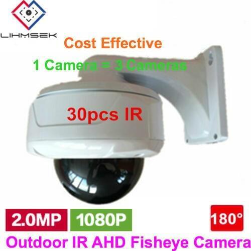 Lihmsek 1080P 2.0MP Panorama 180 Degree Wide Angle Outdoor External Fisheye Camera AHD HD IR Night Vision Security Camera