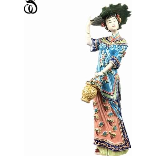 WU CHEN LONG Classical Jinling Twelve Beautiful Women Statue Dream Red Chamber Lady Art Sculpture Ceramic Craft Home Decor R6936