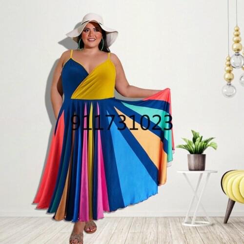 XL-5XL African Dresses for Women Summer African Women Sleeveless V-neck Printing Long Dress African Dress Women