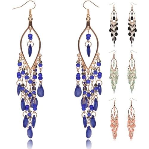 2020 New Long Acrylic Tassel Earrings for Women Statement Hollow Water Earrings Luxury Elegant Party Wedding Jewelry