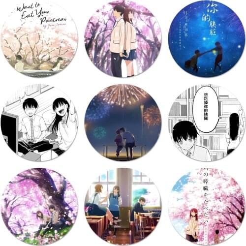58mm Movie I want to eat your pancreas Icons Pins Badge Decoration Brooches Metal Badges For Clothes Backpack Decoration