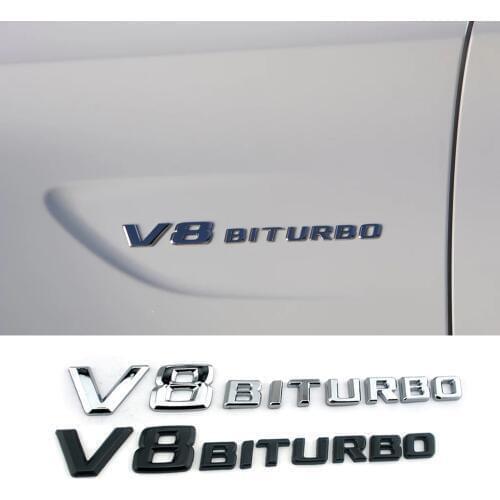 1-10 Pcs V8 BITURBO Emblme Logo 3D Car Sticker For Mercedes Benz AMG B E C ML SL W221 W203 W205 W210 CLA R172 Fender Car Styling