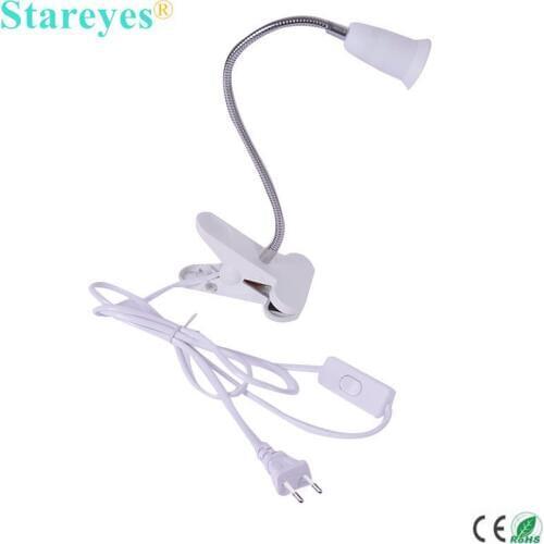 1 Piece E27 Desk Lamp Clip Holder E27 Table Light Clip Base With ON/OFF Switch 1.8m Cable Flexible Universal Turning socket