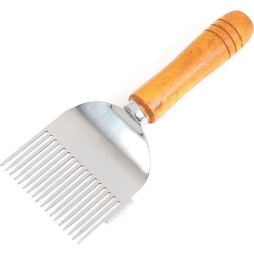 1Pc Honey Cutter Scraper Beehive Honey Uncapping Fork Wooden Handle Beekeeping Tools Handle Honeycomb Scraper Knife Fork Shovel