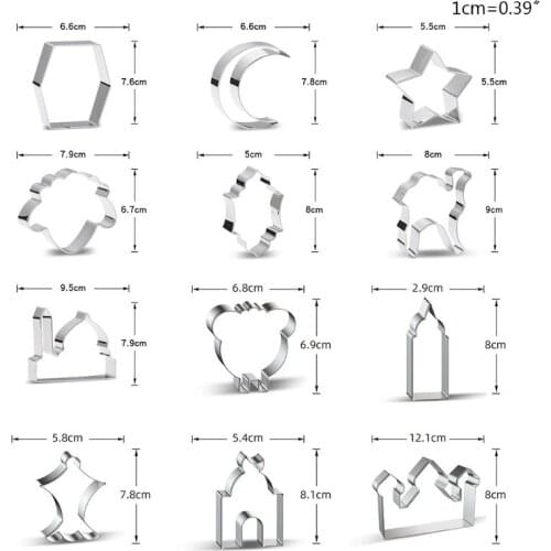 12Pcs Eid Mubarak&Ramadan Cookie Cutters DIY Moon Star Biscuit Cutters Cake Mold Dropshipping