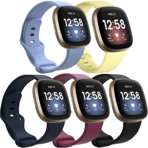 5 Pack)Band For Fitbit Versa 3/Sense Soft Sport Strap Replacement Wristband Women Men Smart Watch Accessories For Fitbit Sense
