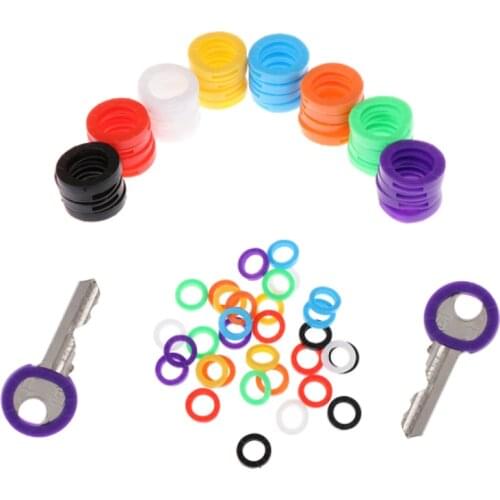 8Pcs Mixed Color Hollow Rubber Key Covers Multi Color Round Soft Silicone Keys Locks Cap Elastic Topper Keyring Key Decoration