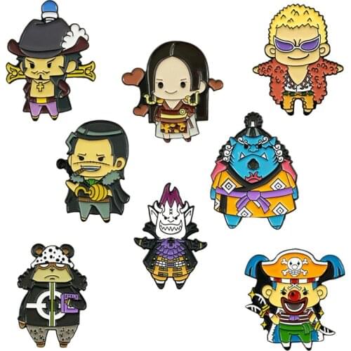 Anime One Piece Luffy Boa Hancock Sabo Portgas D Ace Roronoa Zoro Sanji Cartoon Alloy Metal Enamel Coats Lapel Badge Brooch Pin