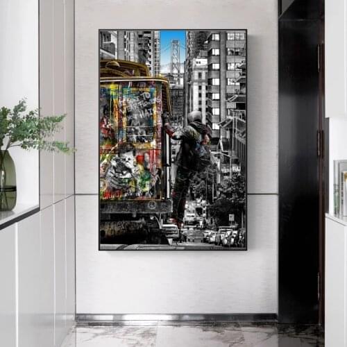 Banksy Wall Art Paintings Street Landscape of London City Canvas Paintings Graffiti Pop Art Posters And Prints for Home Decor
