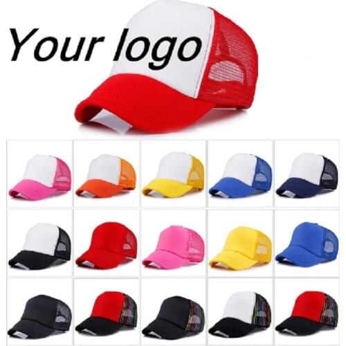 Free Custom Logo Baseball Cap Advertising Hat Adult Child Personality DIY Design Trucker Hat Blank Mesh Cap Men Women 42 Colors