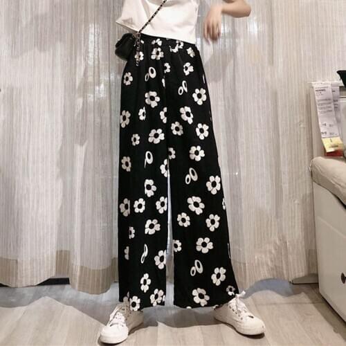 Vintage Loose Print Pants Clothes Wide Leg All-Match Pants Casual Trousers Streetwear High Waist Ladies Unisex Streetwear