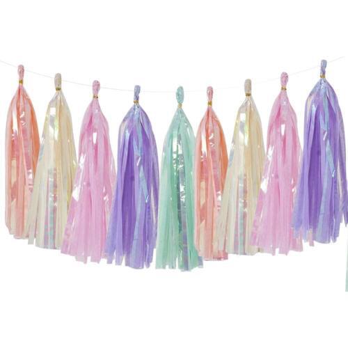 Chicinlife 5pcs/bag Paper Iridescent Tassel Garland Banner Wedding Birthday Party Decoration DIY Party Hanging Decoration