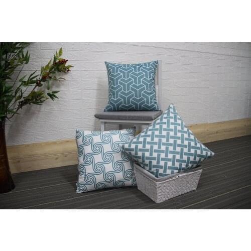 Sofa Cushion Digital Printing Short Fleece Cushion Home Car Office Lumbar Pillow Blue 45*45