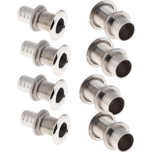 8pcs Boat Thru Hull Fitting/Drain 25mm 32mm Hose Barb Marine 316 Stainless Steel