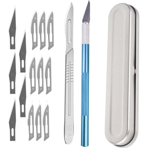 Engraving Craft knives Carbon Steel Scalpel Blade Handle Non-slip Metal Scalpel Hand Tool Set DIY Cutting Tool PCB Repair