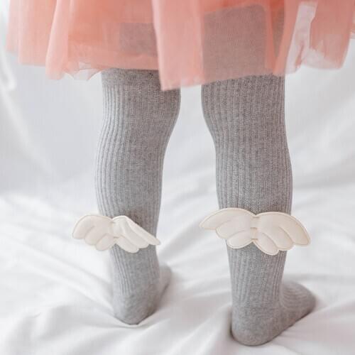 Cute Angel Baby Girl Tights Soft Cotton Newborn Pantyhose Wing Solid Color Spring Autumn Kids Infant Stockings Baby Girl Stuff