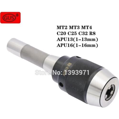 Morse taper integrated self-tightening drill chuck mt2 lathe mt3 mt4 C20 C25 C32 R8 M12 M7/16 APU13 APU16 CNC tool holder