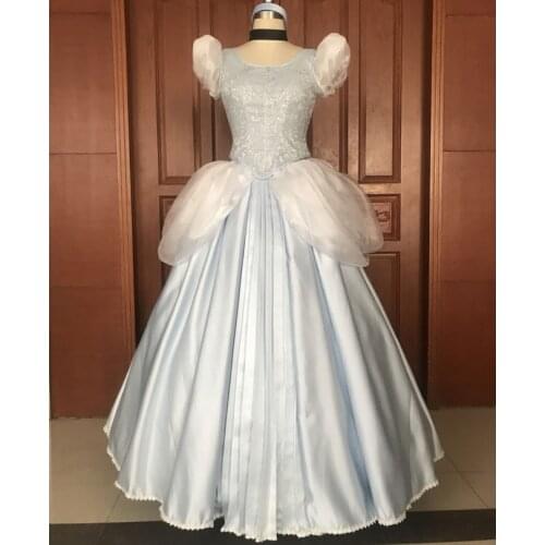 Cinderella Cosplay Costume Adult Women Stage Performce Princess Dress Fancy Carnival Christmas Party Gown
