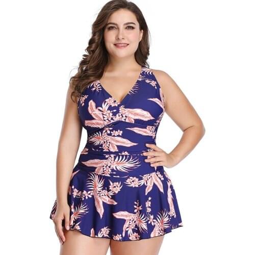 Fattening Plus Size Skirt Style Split Swimsuit Boxer Swimsuit Womens Swimsuit