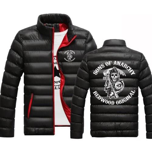 Spring Autumn Sons Of Anarchy Custom Popular SOA SAMCRO Padded Jacket College Mens Zipper Hoodies Warm Coats Print Hip Hop Tops