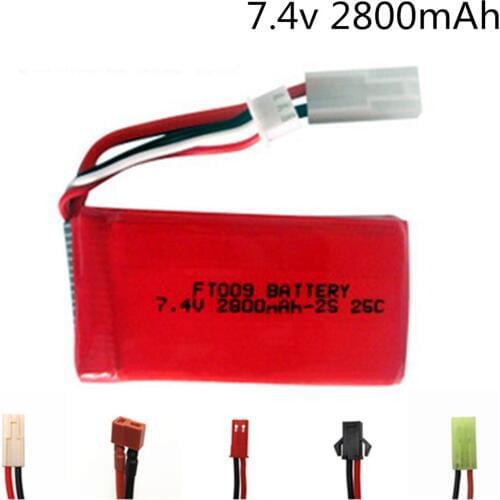 7.4V 2800mAh 25C Lipo Battery for Feilun FT009 woltys 144001 RC Boat Car Spare Parts 2s 7.4v rechargeable battery 1pcs