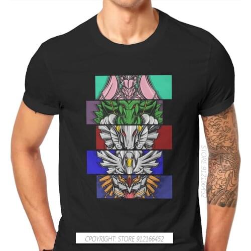 Men Knights Of The Zodiac Manga Black T-Shirt Saint Seiya 100% Cotton Tees Harajuku TShirt