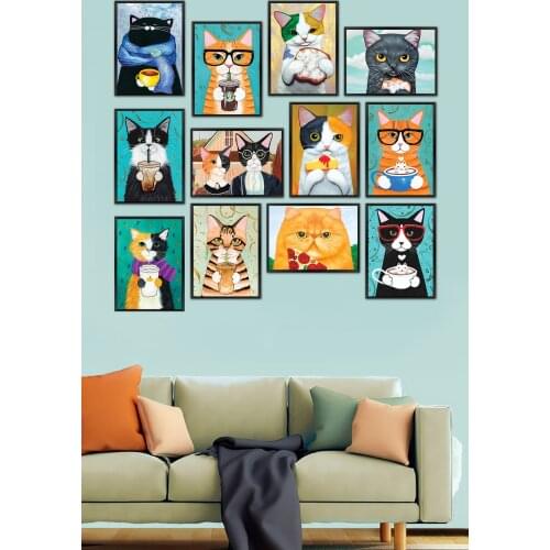 12 Pcs Cat Fun Frame Image Mdf Table Set