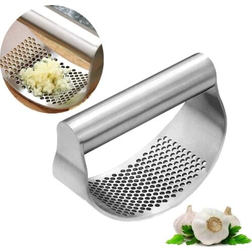 Stainless Roller Peeler and Cleaning Brush Garlic Press Rocker Stainless Steel Garlic Squeezer Tool Set
