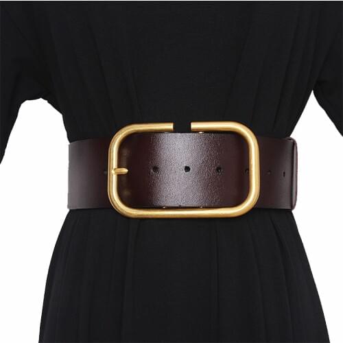 2020 New Fashion Genuine Leather Belt Women Wide Corset Belt Luxury Design Metal Buckle Waist Belt Dress Belt Accessories