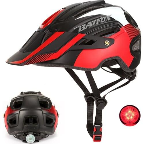 MTB cycling helmet with led light red mountain bike batfox helmet Ultralight Outdoor safety Road bike bicycle helmets for men xl