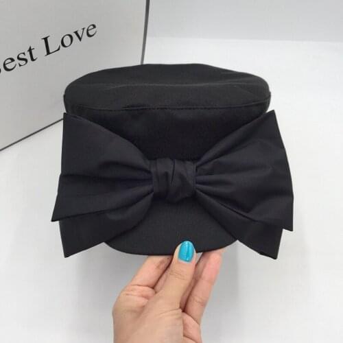 Spring and summer new bowknot cotton breathable womens navy cap age of leisure