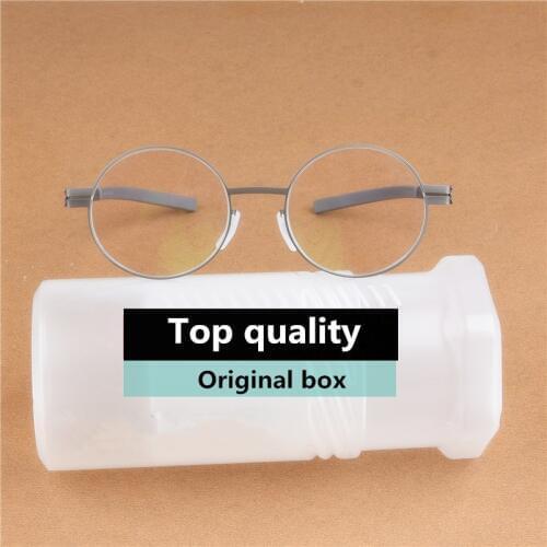 High Quality Retro Round No Screw Glasses Frame Men Vintage Optical Prescription Eyeglasses Business Women Spectacles