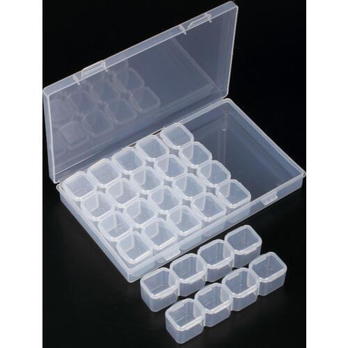 28 Grids Empty Nail Art Decorations Storage Box Case Nail Gem Glitter Beads Nail Tips Storage Case