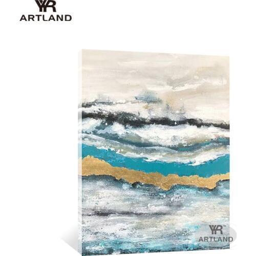 Quadro Modern abstract Hand-painted oil painting on canvas Fluid painting with gold on the wall for living room home decorations