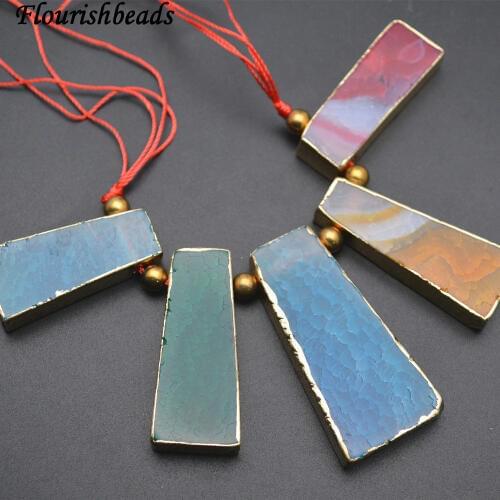 Mix Color Agate Flat Square Slice Stone Slab Loose Beads DIY Jewelry making