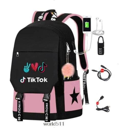 Tik Tok Backpack Students School Bags Multifunction USB charging Backpack Laptop Shoulders Bags birthday gift