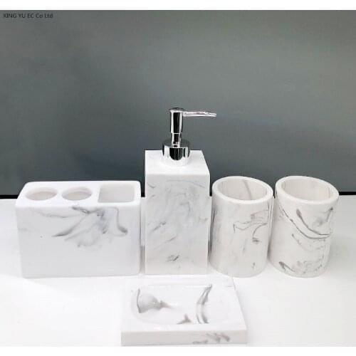 Resin Sanitary Ware Five-piece Bathroom Supplies Mouthwash Cup Brushing Cup Lotion Bottle Bathroom Decoration Accessories