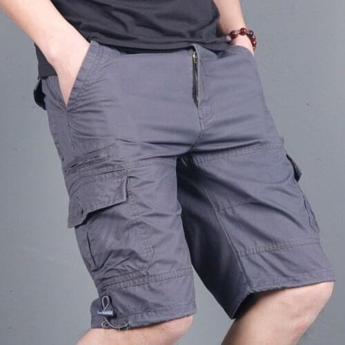 Mens Military Cargo Shorts 2021 Summer Army Green Cotton Shorts Men Loose Multi-Pocket Shorts Homme Casual Bermuda Trousers 4XL