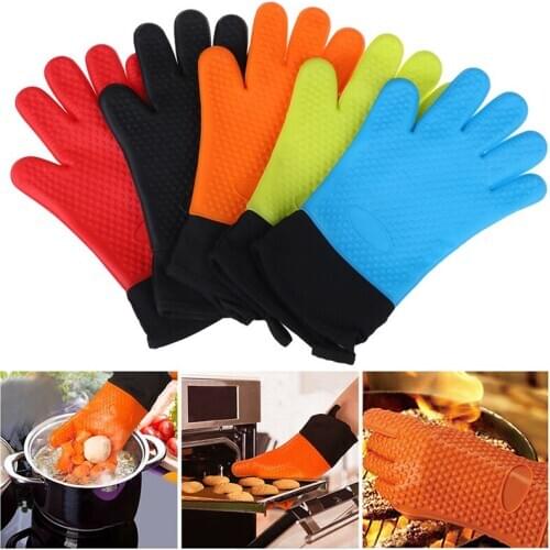 1PC Silicone Oven Gloves Grilling Gloves Baking Gloves Heat Resistant Kitchen BBQ